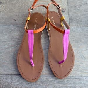 Sun + Stone Women's Pink and Orange Sandals Size 8 🩷